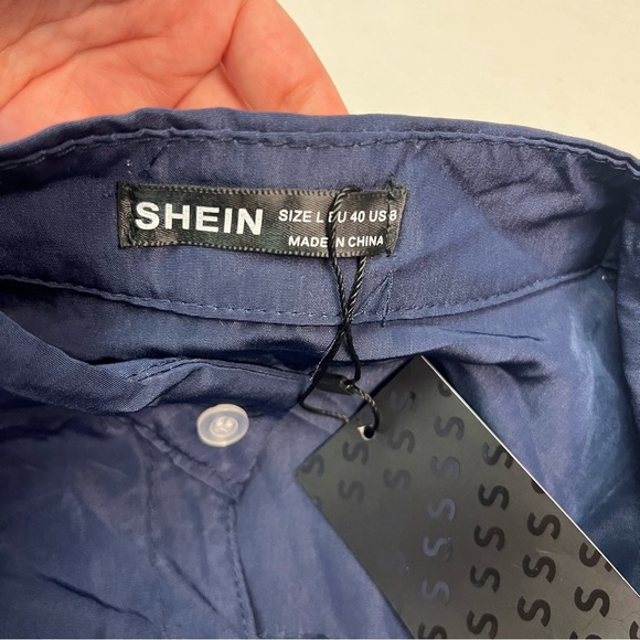 SHEIN Women’s Navy Blue Top Shirt Blouse Size L - Picture 5 of 7